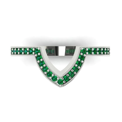 0.1875 cttw Simulated Emerald Round Cut White Gold Eternity Wedding Band