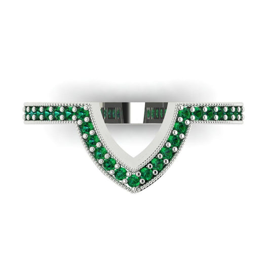0.1875 cttw Simulated Emerald Round Cut White Gold Eternity Wedding Band