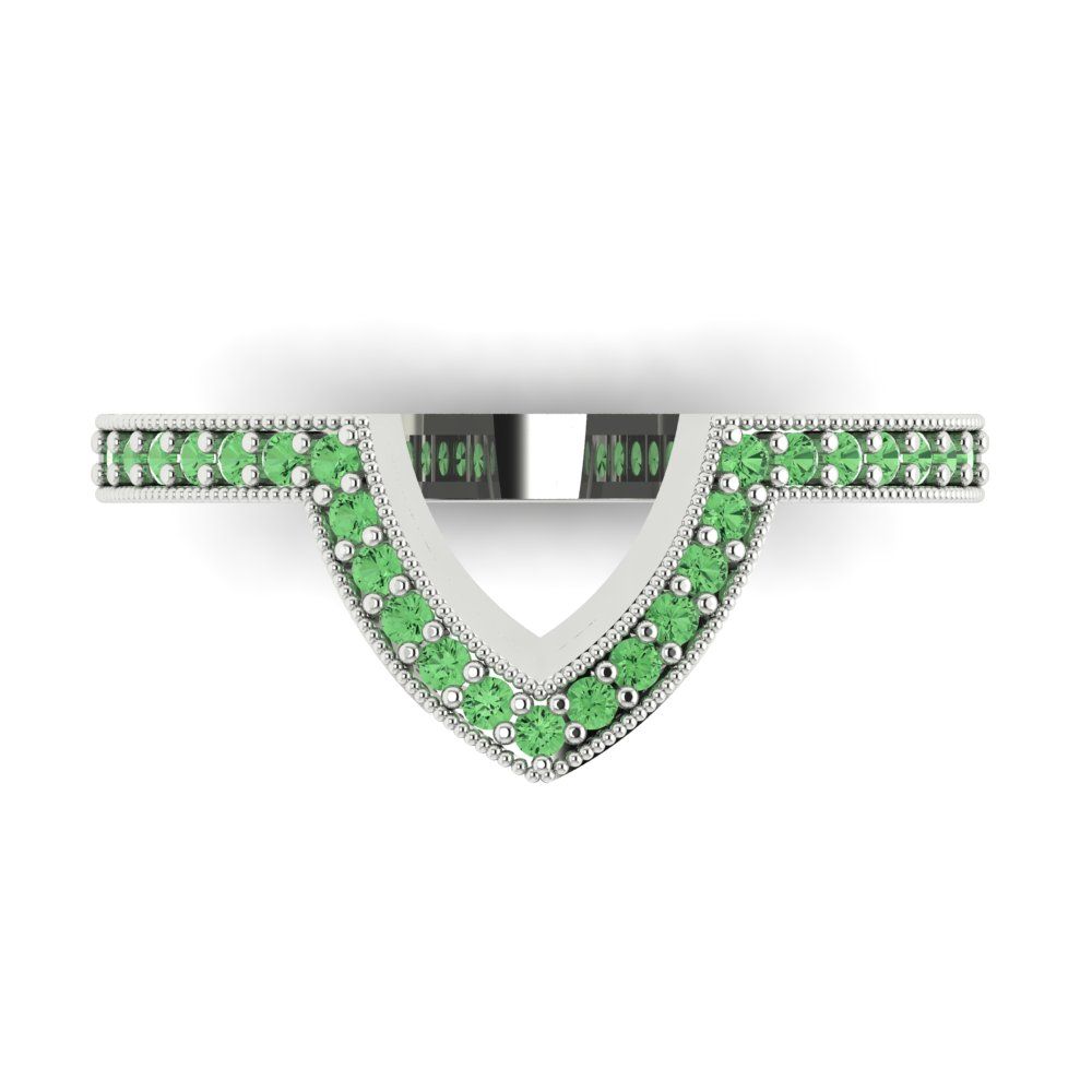 0.1875 cttw Simulated Green Diamond Round Cut White Gold Eternity Wedding Band