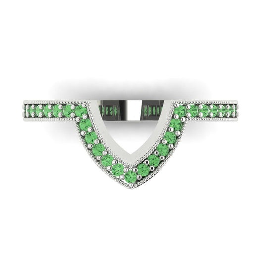 0.1875 cttw Simulated Green Diamond Round Cut White Gold Eternity Wedding Band