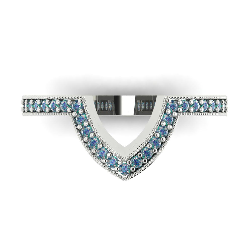 0.1875 cttw Blue Moissanite Round Cut White Gold Eternity Wedding Band