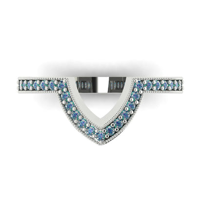 0.1875 cttw Blue Moissanite Round Cut White Gold Eternity Wedding Band