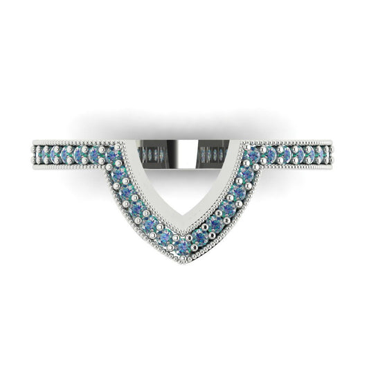 0.1875 cttw Blue Moissanite Round Cut White Gold Eternity Wedding Band