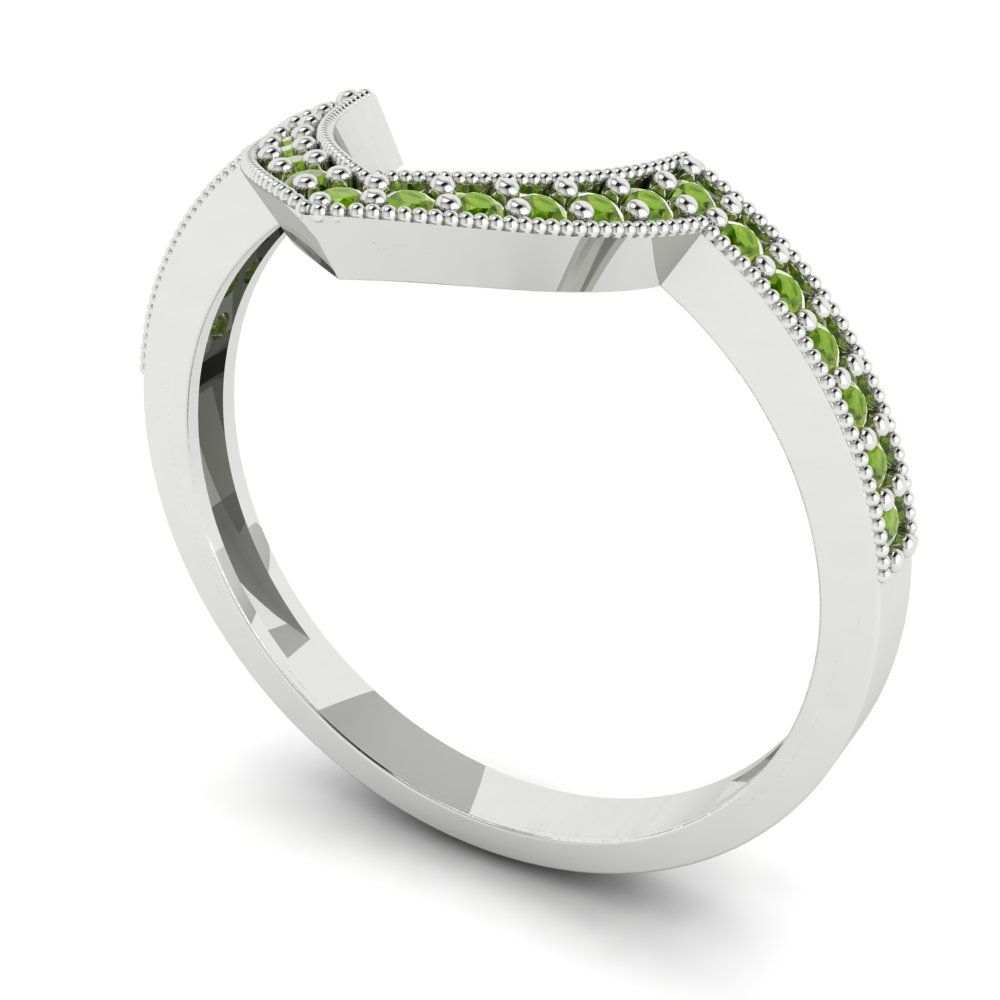 0.1875 cttw Natural Peridot Round Cut White Gold Eternity Wedding Band