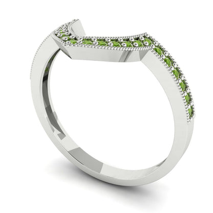 0.1875 cttw Natural Peridot Round Cut White Gold Eternity Wedding Band