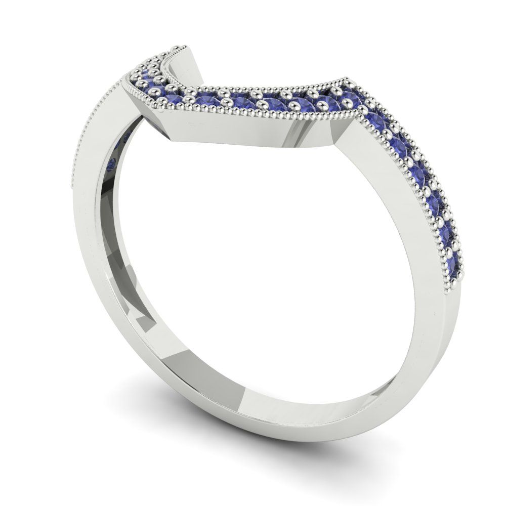 0.1875 cttw Simulated Tanzanite Round Cut White Gold Eternity Wedding Band