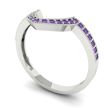 0.1875 cttw Natural Amethyst Round Cut White Gold Eternity Wedding Band