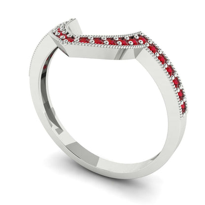 0.1875 cttw Simulated Ruby Round Cut White Gold Eternity Wedding Band