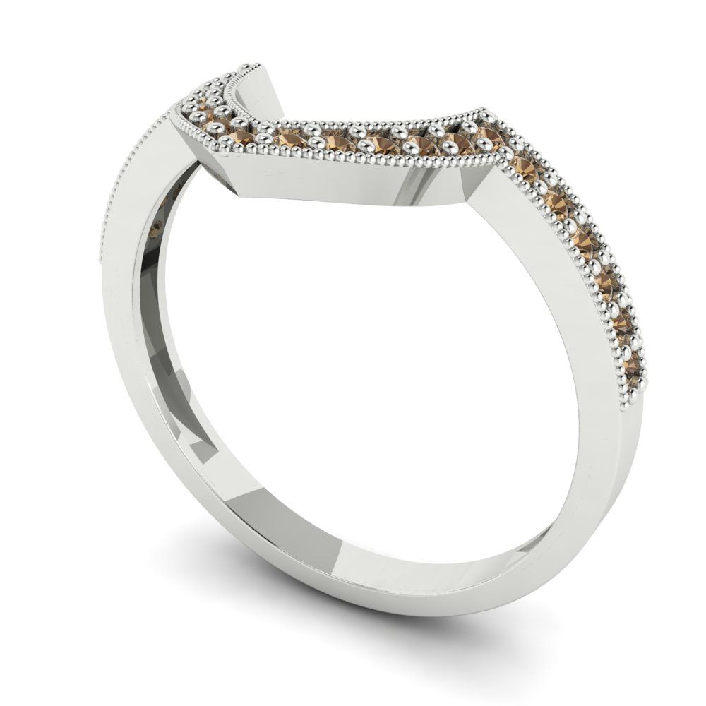 0.1875 cttw Simulated Champagne Diamond Round Cut White Gold Eternity Wedding Band