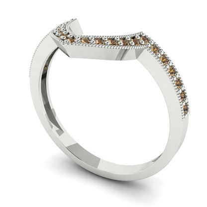 0.1875 cttw Simulated Champagne Diamond Round Cut White Gold Eternity Wedding Band