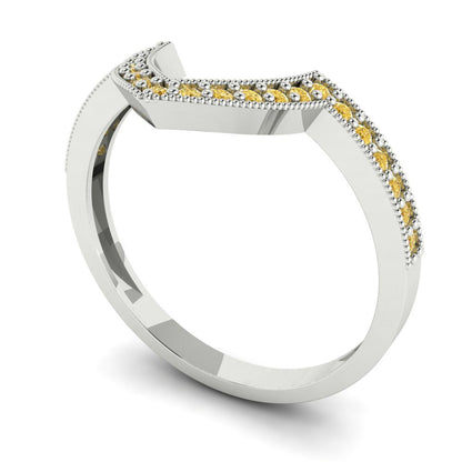 0.1875 cttw Yellow Moissanite Round Cut White Gold Eternity Wedding Band