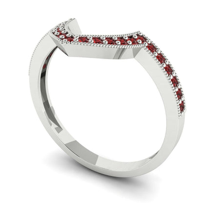 0.1875 cttw Natural Garnet Round Cut White Gold Eternity Wedding Band
