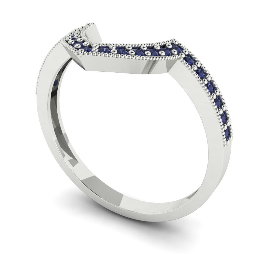 0.1875 cttw Simulated Blue Sapphire Round Cut White Gold Eternity Wedding Band