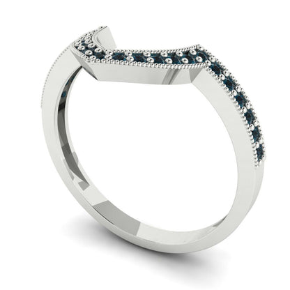 0.1875 cttw Natural London Blue Topaz Round Cut White Gold Eternity Wedding Band