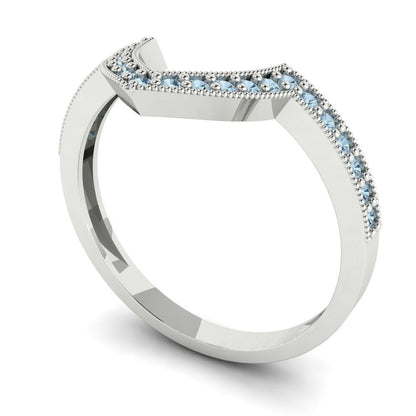 0.1875 cttw Natural Aquamarine Round Cut White Gold Eternity Wedding Band