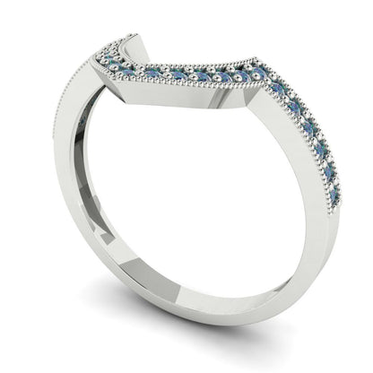 0.1875 cttw Blue Moissanite Round Cut White Gold Eternity Wedding Band