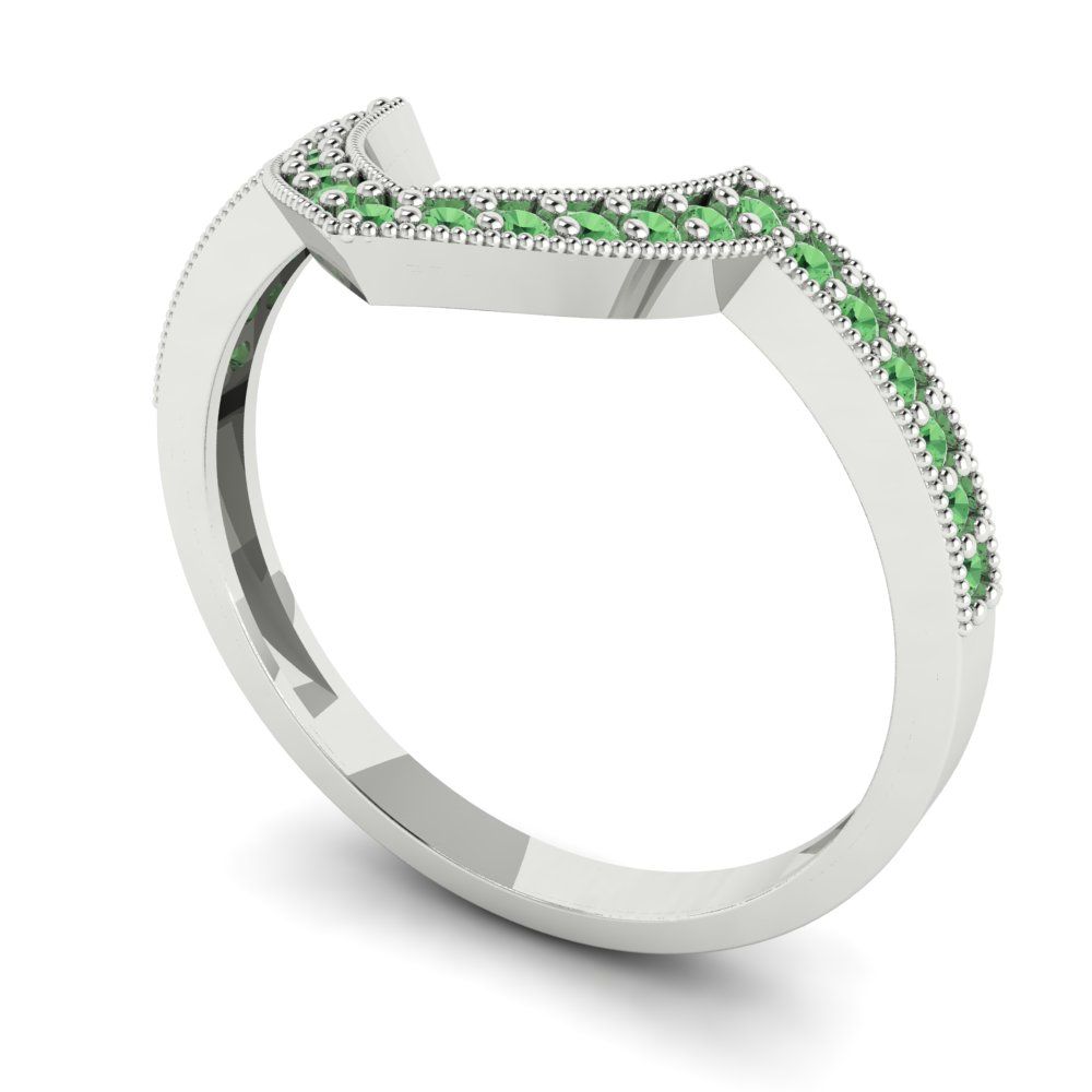 0.1875 cttw Simulated Green Diamond Round Cut White Gold Eternity Wedding Band