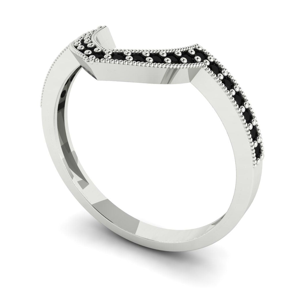 0.1875 cttw Natural Onyx Round Cut White Gold Eternity Wedding Band
