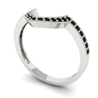 0.1875 cttw Natural Onyx Round Cut White Gold Eternity Wedding Band