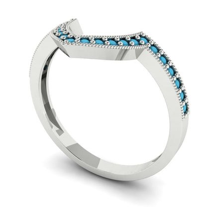 0.1875 cttw Simulated Turquoise Round Cut White Gold Eternity Wedding Band