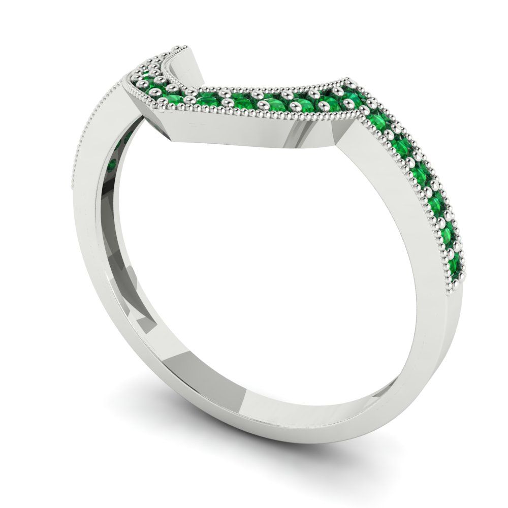 0.1875 cttw Simulated Emerald Round Cut White Gold Eternity Wedding Band