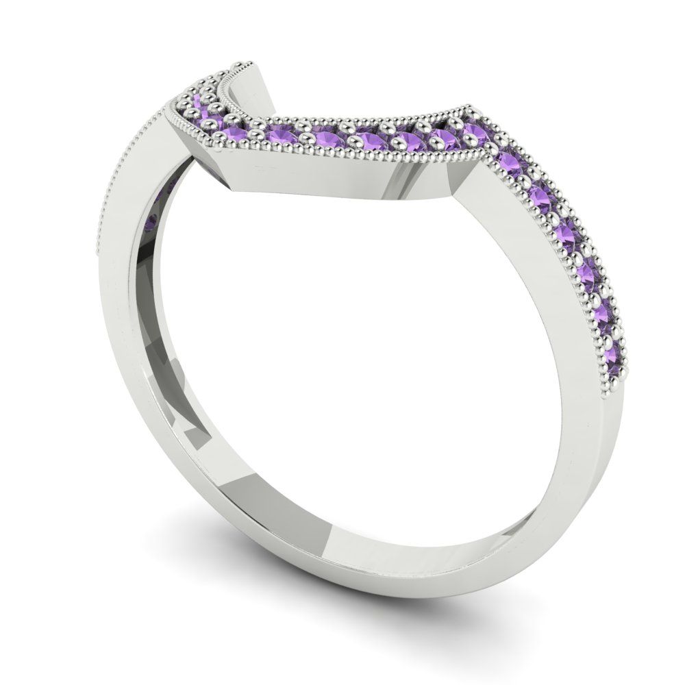 0.1875 cttw Simulated Alexandrite Round Cut White Gold Eternity Wedding Band