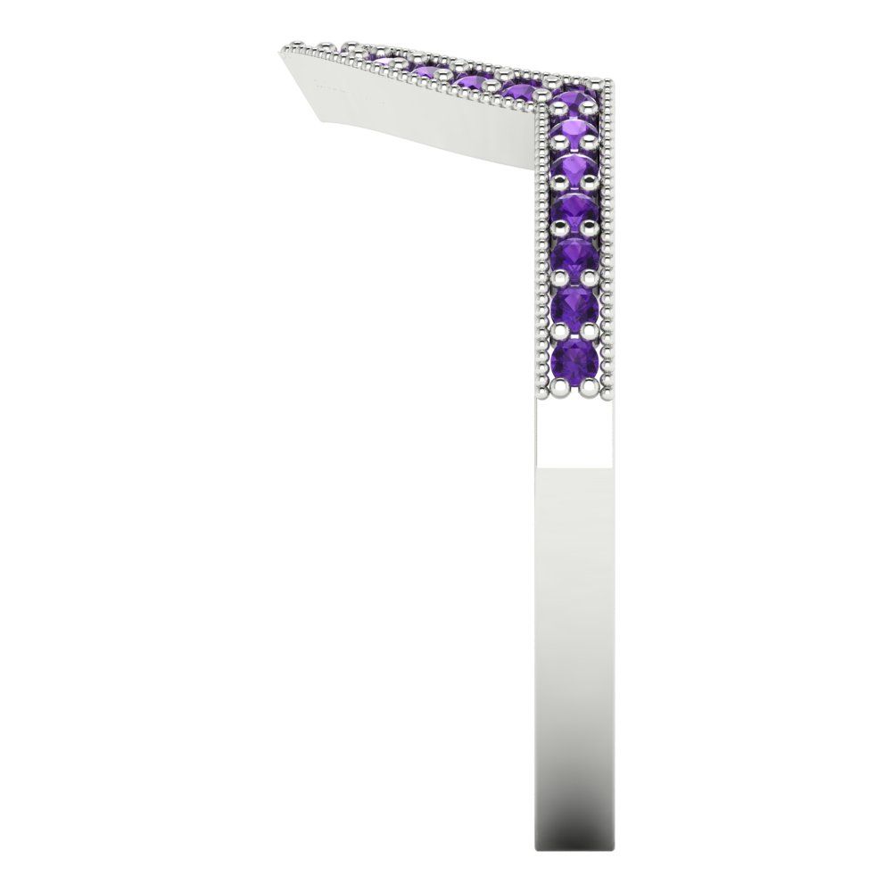 0.1875 cttw Natural Amethyst Round Cut White Gold Eternity Wedding Band