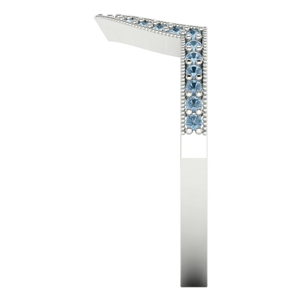 0.1875 cttw Natural Aquamarine Round Cut White Gold Eternity Wedding Band