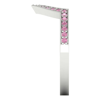 0.1875 cttw Simulated Pink Diamond Round Cut White Gold Eternity Wedding Band