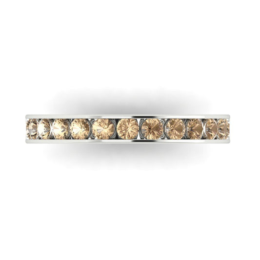 0.39 cttw Yellow Moissanite Round Cut White Gold Eternity Wedding Band