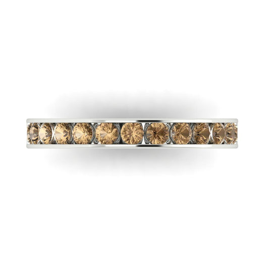 0.39 cttw Simulated Champagne Diamond Round Cut White Gold Eternity Wedding Band
