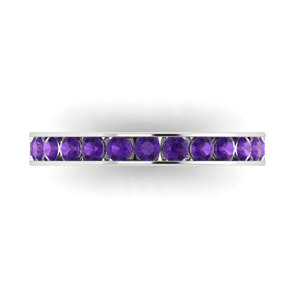 0.39 cttw Natural Amethyst Round Cut White Gold Eternity Wedding Band