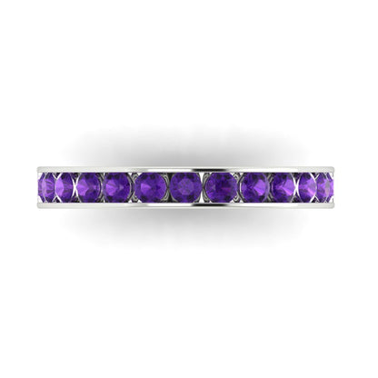 0.39 cttw Natural Amethyst Round Cut White Gold Eternity Wedding Band