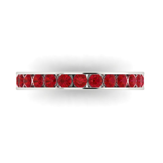 0.39 cttw Simulated Pink Tourmaline Round Cut White Gold Eternity Wedding Band