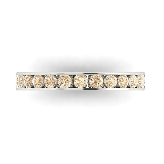 0.39 cttw Natural Morganite Round Cut White Gold Eternity Wedding Band