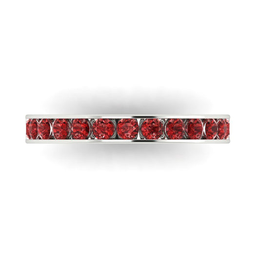 0.39 cttw Natural Garnet Round Cut White Gold Eternity Wedding Band