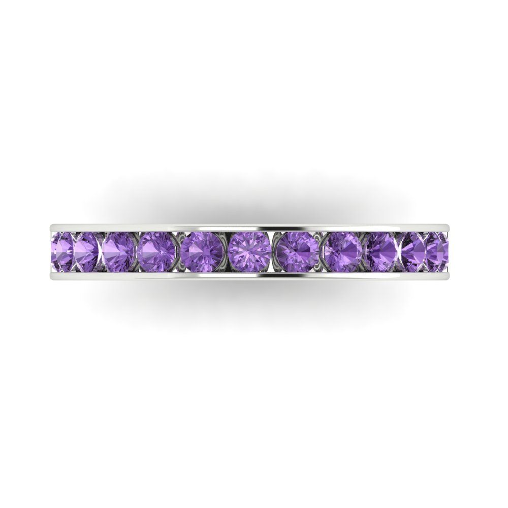 0.39 cttw Simulated Alexandrite Round Cut White Gold Eternity Wedding Band