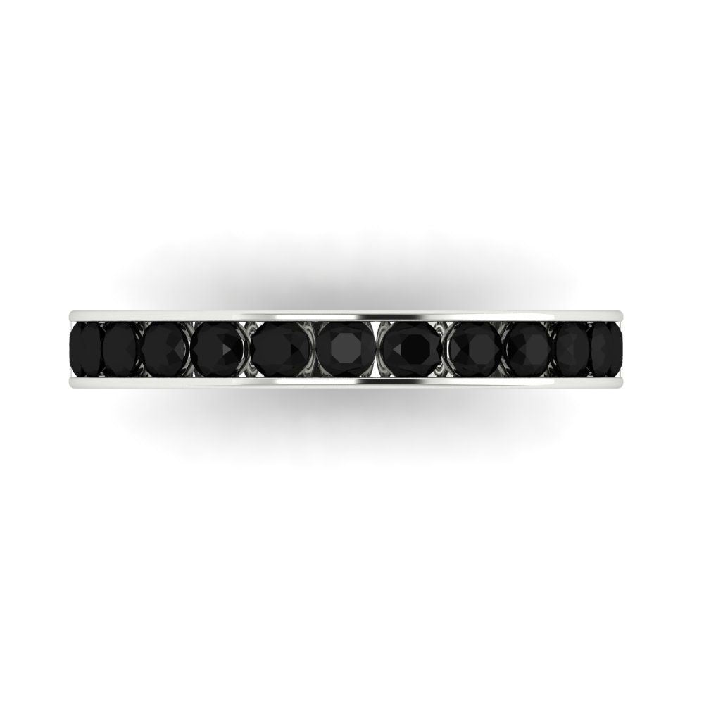 0.39 cttw Natural Onyx Round Cut White Gold Eternity Wedding Band