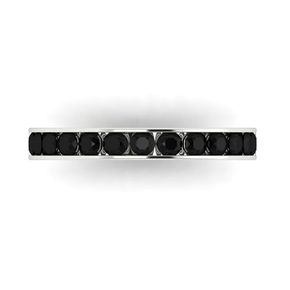 0.39 cttw Natural Onyx Round Cut White Gold Eternity Wedding Band