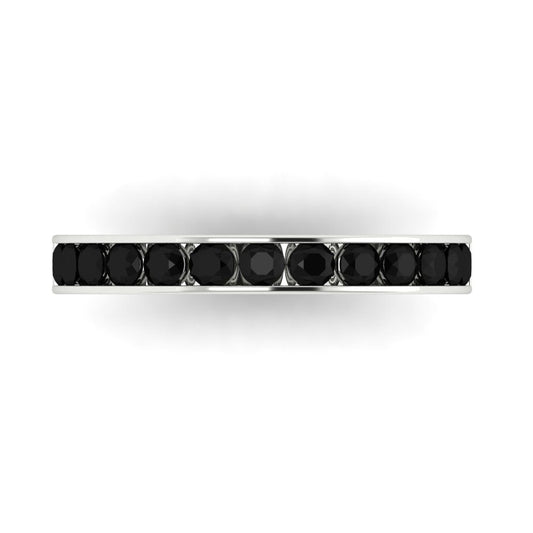 0.39 cttw Natural Onyx Round Cut White Gold Eternity Wedding Band