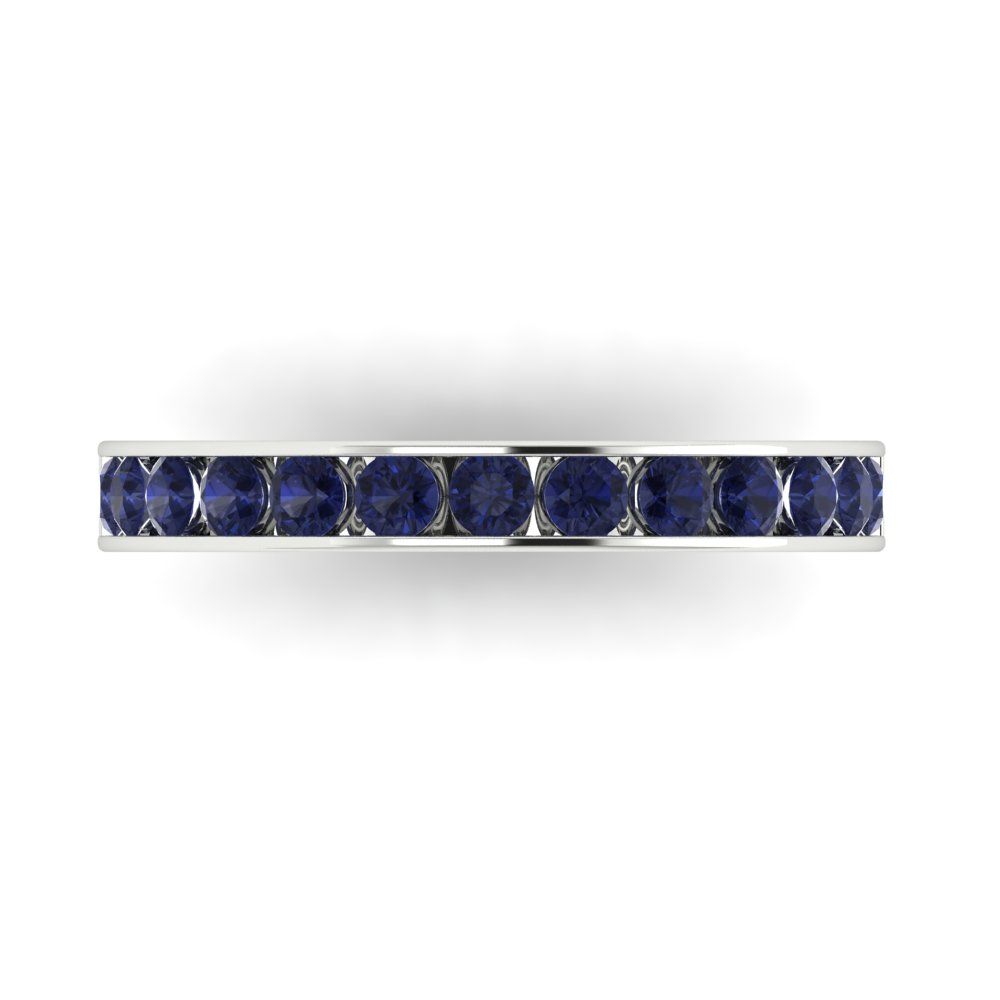 0.39 cttw Simulated Blue Sapphire Round Cut White Gold Eternity Wedding Band