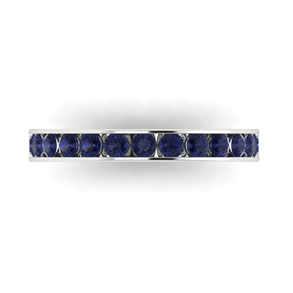 0.39 cttw Simulated Blue Sapphire Round Cut White Gold Eternity Wedding Band