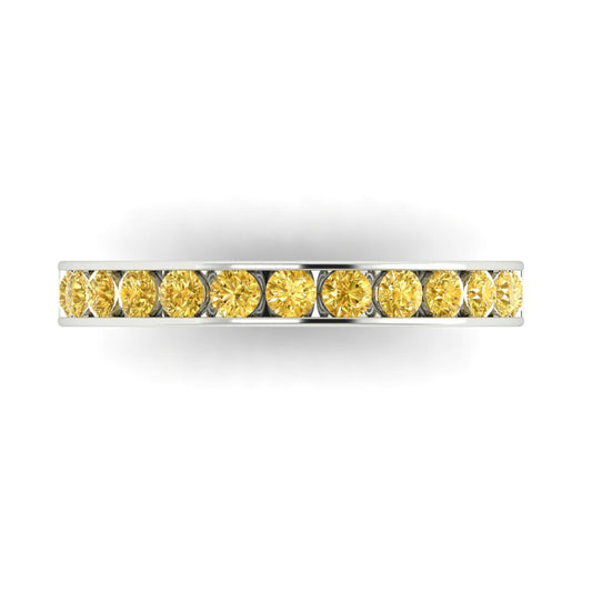 0.39 cttw Simulated Yellow Diamond Round Cut White Gold Eternity Wedding Band