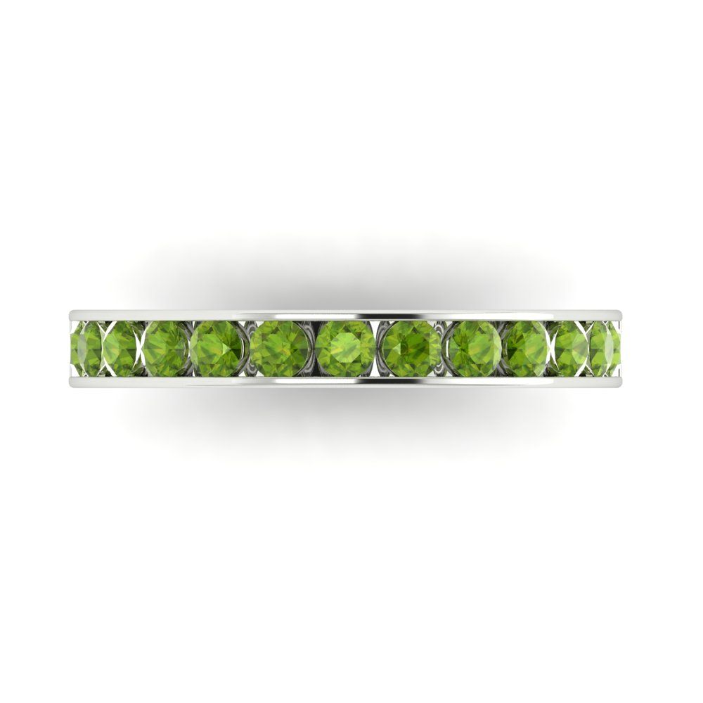 0.39 cttw Natural Peridot Round Cut White Gold Eternity Wedding Band