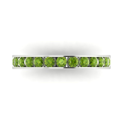 0.39 cttw Natural Peridot Round Cut White Gold Eternity Wedding Band