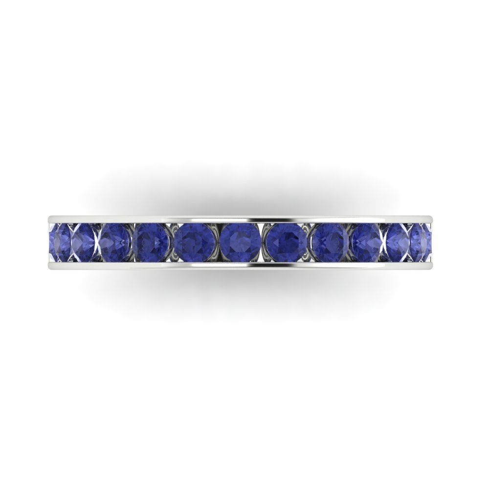 0.39 cttw Simulated Tanzanite Round Cut White Gold Eternity Wedding Band