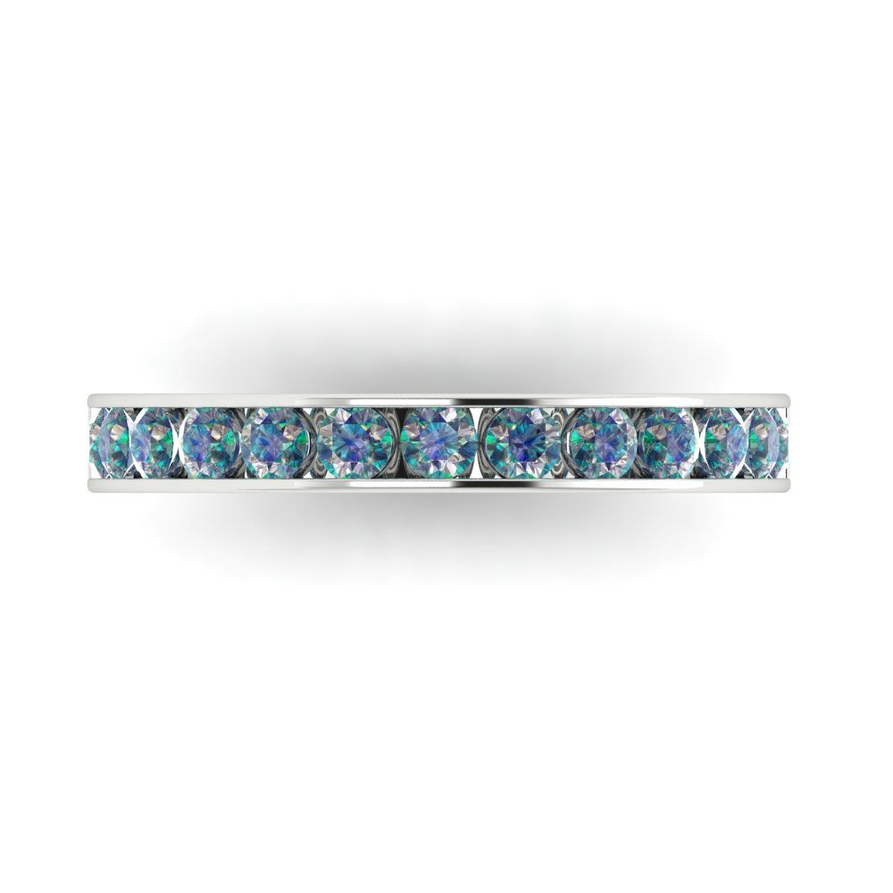 0.39 cttw Blue Moissanite Round Cut White Gold Eternity Wedding Band