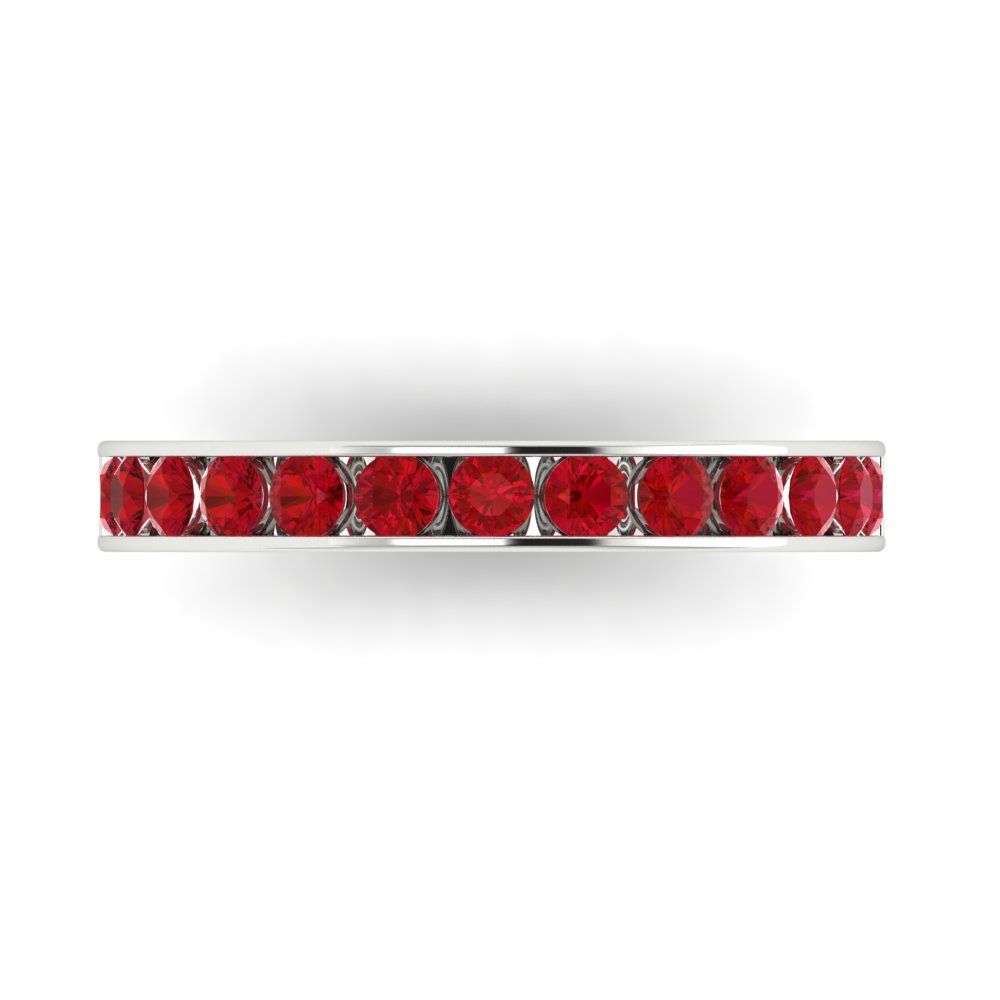 0.39 cttw Simulated Ruby Round Cut White Gold Eternity Wedding Band