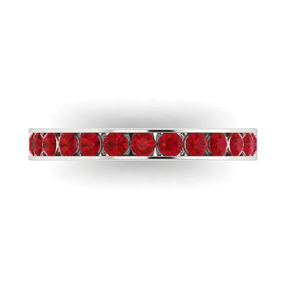 0.39 cttw Simulated Ruby Round Cut White Gold Eternity Wedding Band