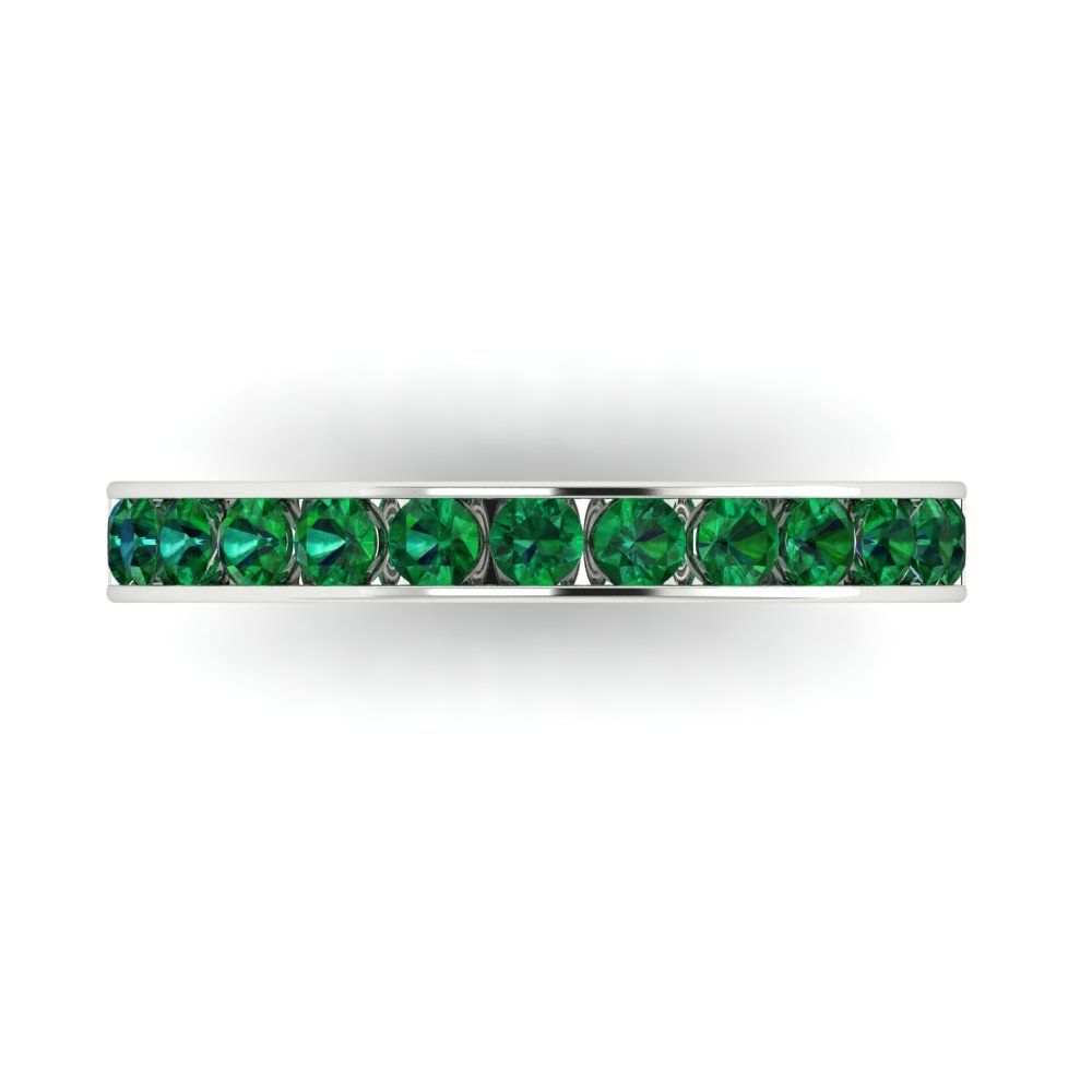 0.39 cttw Simulated Emerald Round Cut White Gold Eternity Wedding Band